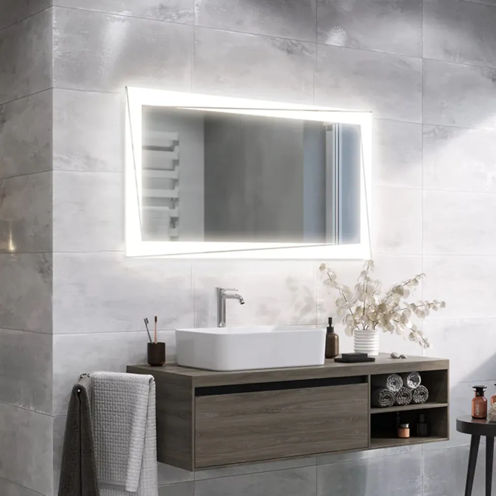 rectangular mirror with illuminated frame for powerful lighting