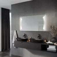 rectangular mirror with pretty light and LEDs in the shape of brackets