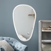 stone white vertical mirror in a special Scandinavian shape
