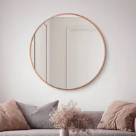Scandinavian cylindrical round porthole mirror with colored frame