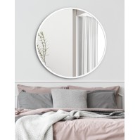 round cylindrical mirror with thin frame painted in colours