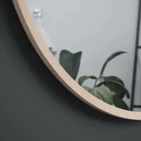 Scandinavian round mirror with thin painted frame