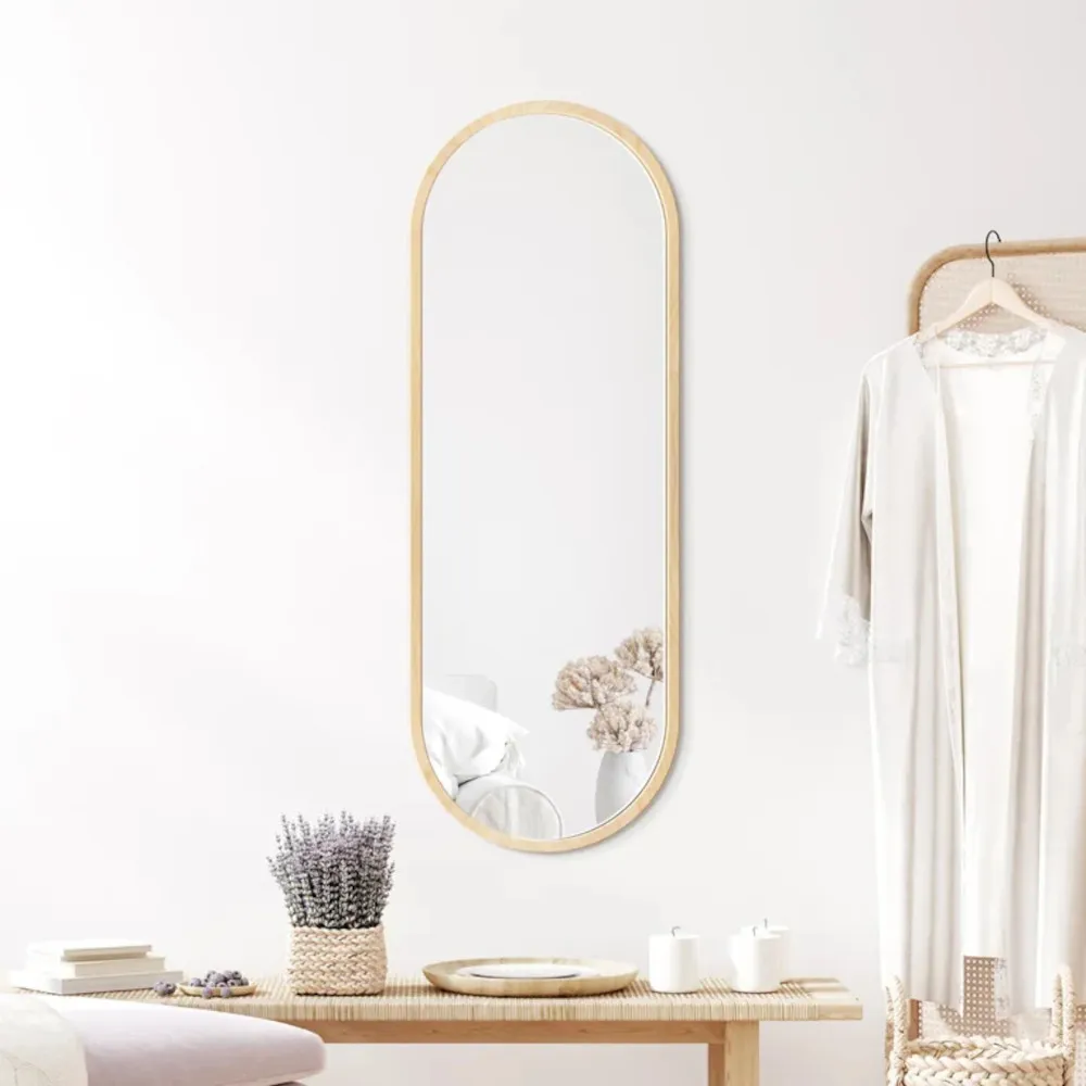 Scandinavian elongated mirror oblong rounded at the ends