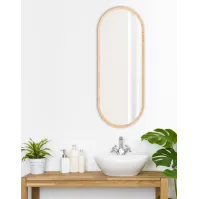 Scandinavian oblong mirror with elegant wood-look frame