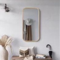 mirror mira natural with elegant wood-look frame