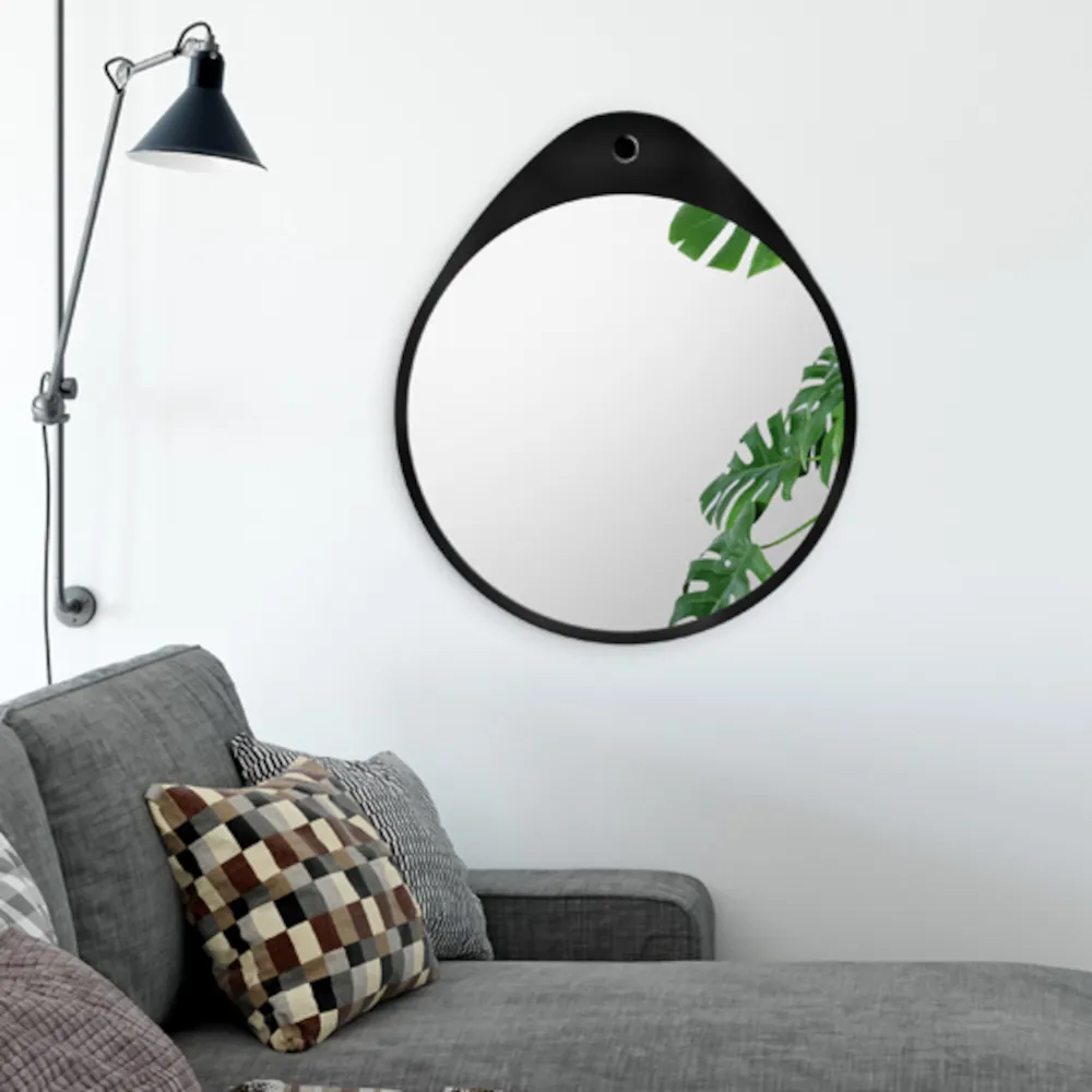 elegant black Oslo mirror round decorative black mirror