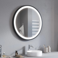 round LED mirror with surround light and colored frame