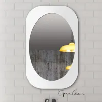 oval mirror in a rectangular frame elegant white finish