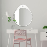 round mirror Oslo white with unique upper deformation