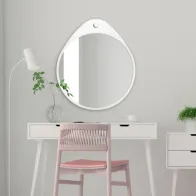 round mirror Oslo white with unique upper deformation