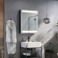 Bathroom cabinet with integrated LED mirror for storage