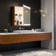 LED bathroom cabinet in numerous colours and materials