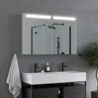Mirror cabinet with light strips and 4 doors
