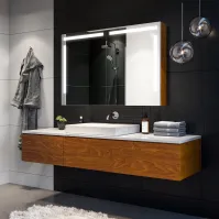 illuminated mirror cabinet with choice of opening direction