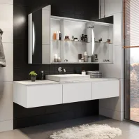 LED cabinet with illuminated mirror on sink