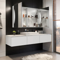 LED cabinet with illuminated mirror on sink