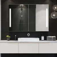 LED mirror cabinet with optional custom interior lighting