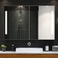 Custom LED mirror cabinet, right-left door opening