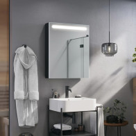 Custom bathroom cabinet with right-hand opening door