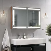 simple cabinet with LED mirror, powerful configurable lighting