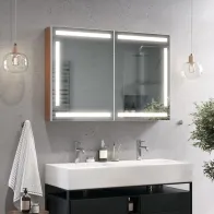 simple cabinet with LED mirror, powerful configurable lighting
