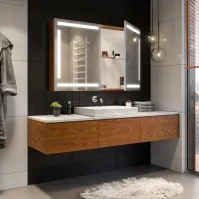 mirror cabinet with powerful lighting right-hand door