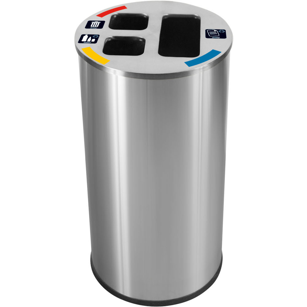 Selective sorting bin 3 stainless steel compartments for efficient sorting Selective sorting bin 3 stainless steel compartments for efficient sorting