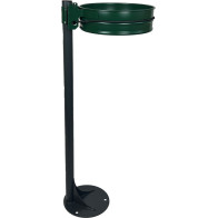 manganese grey post supporting green park bin