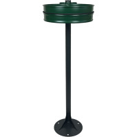 Green bin on pole with bungee cord for bags