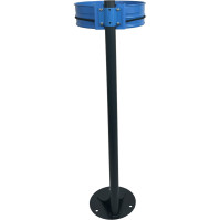 manganese grey post supporting blue hoop bin