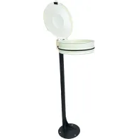 white bin bag holder on stable grey pole