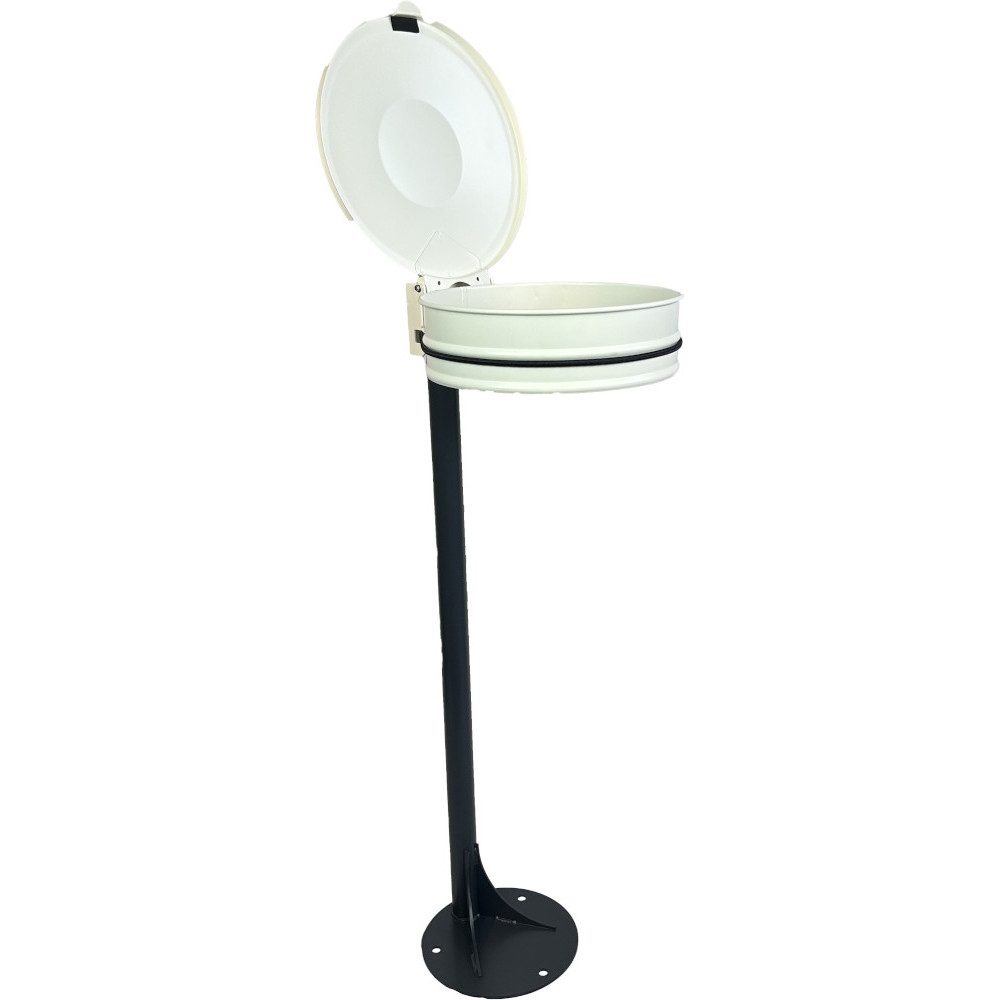 white bin bag holder on stable grey pole white bin bag holder on stable grey pole