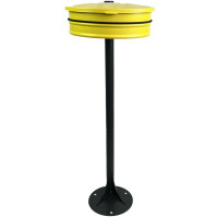 bin bag holder with yellow metal lid on post
