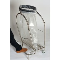 stainless steel clip bag holder 110l 2 wheels HACCP compatible