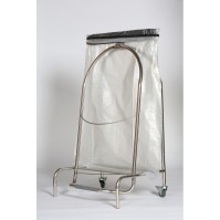 Stainless steel bag holder with two wheels and flexible rubber strip