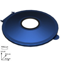 Blauer Müllsackhalter mit Deckel für Flaschen