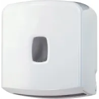 Efficient and modern interleaved toilet paper dispenser.