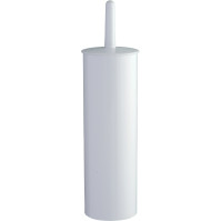 White plastic toilet brush holder