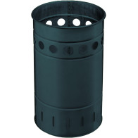 Runder Korb aus verzinktem Stahl, grau, 35L, robust und elegant.