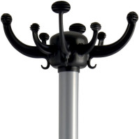 Stylish coat rack with integrated umbrella stand.