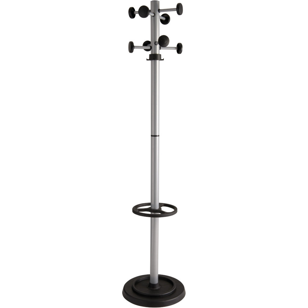 Elegant coat rack with 8 hooks and integrated umbrella storage Elegant coat rack with 8 hooks and integrated umbrella storage