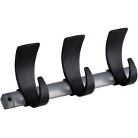 Elegant wall-mounted coat rack with three practical hooks.