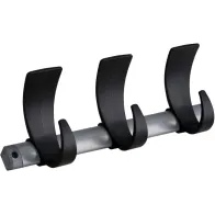 Elegant wall-mounted coat rack with three practical hooks.