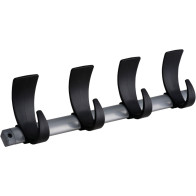 Elegant wall-mounted coat rack with four sturdy hooks.