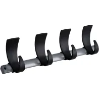 Elegant wall-mounted coat rack with four sturdy hooks.