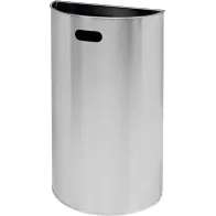 Elegant semi-circular wall-mounted basket in brushed stainless steel