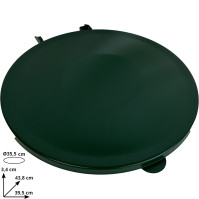 Durable green lid for holding bin bag.