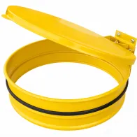 Wall-mounted bin bag holder with sturdy and practical yellow lid