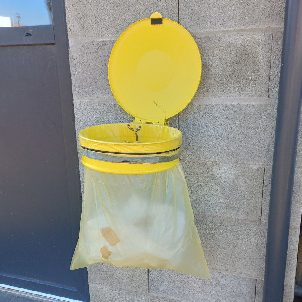 Wandhalterung für gelben Müllsack, praktischer und robuster Deckel