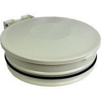White wall-mounted bin bag holder with integrated lid